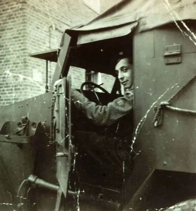 Framed Print : D Day Veteran Peter Taylor at the wheel of his ambulance. World War Two Framed Print : D Day Veteran Peter Taylor at the wheel of his ambulance. World War Two