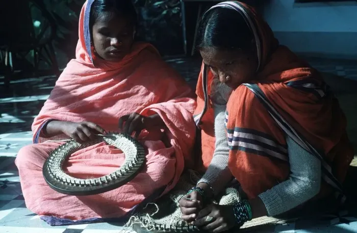Framed Print : Dacca Bangladesh Blind women fabricating jute bags Framed Print : Dacca Bangladesh Blind women fabricating jute bags