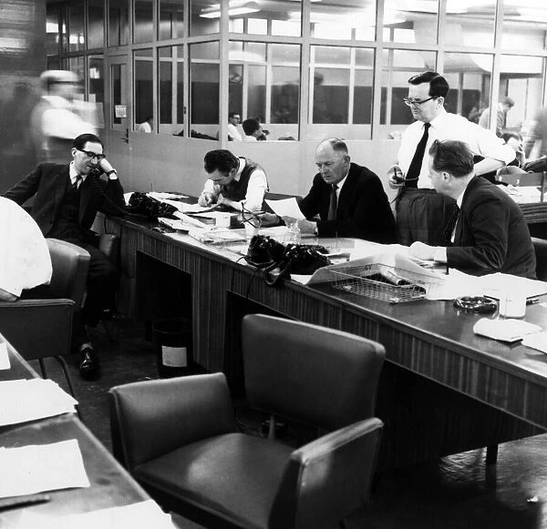 Daily Mirror Offices, Holborn, London, 1961. Newsroom