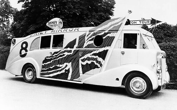 The Daily Mirror Eight Tour Bus pictured during the ten weeks spent touring the seaside