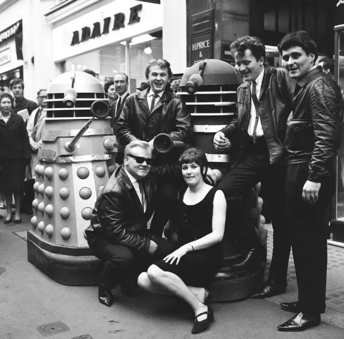Framed Print : The Daleks come to Bond Street, London. A new pop group calling themselves the Framed Print : The Daleks come to Bond Street, London. A new pop group calling themselves the