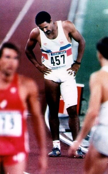 Daley Thompson Athlete at the Olympic Games in Seoul Korea at the finish of the 1500