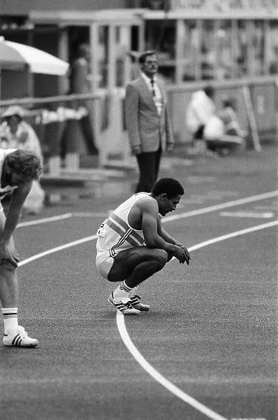 Daley Thompson competing in the 1983 World Championships in Athletics. Helsinki, Finland