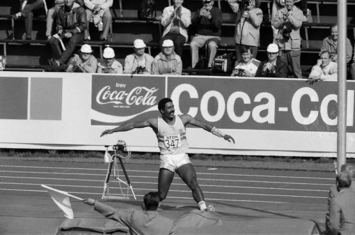 Framed Print : Daley Thompson competing in the 1983 World Championships in Athletics. Helsinki, Finland Framed Print : Daley Thompson competing in the 1983 World Championships in Athletics. Helsinki, Finland