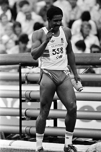 Daley Thompson competing in the pole vault during the Commonwealth Games