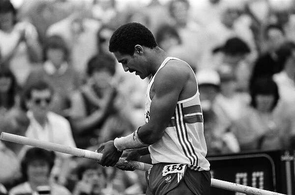 Daley Thompson competing in the pole vault during the Commonwealth Games