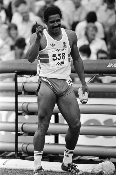 Framed Print : Daley Thompson competing in the pole vault during the Commonwealth Games