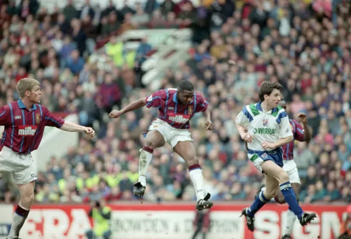 Framed Print : Dalian Atkinson scores Aston Villas third goal in the final minutes of the Coca-Cola Framed Print : Dalian Atkinson scores Aston Villas third goal in the final minutes of the Coca-Cola