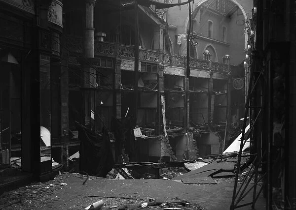 Damage to The Arcade New Street, Birmingham following a heavy raid on the city