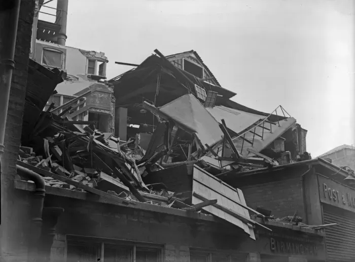 Framed Print : Damage to the Birmingham Post and Mail offices in Needless Alley Framed Print : Damage to the Birmingham Post and Mail offices in Needless Alley