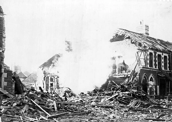 Damage cause by air raids in Cardiff. Circa 1941