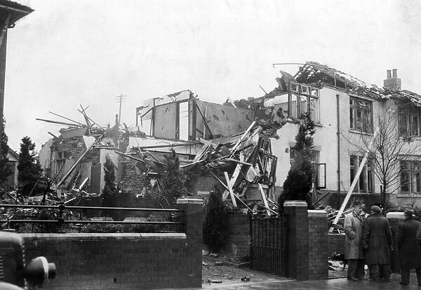 Damage caused by Nazi raiders in Cardiff, Wales. February 1941