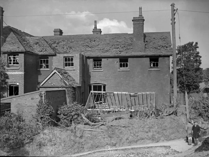 Framed Print : Damage to Clent school following a German air raid on the city of Birmingham