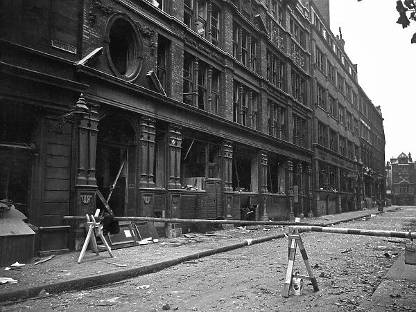 Damage to Fetter Lane, London following a V1 explosion in the capital. 19th July 1944