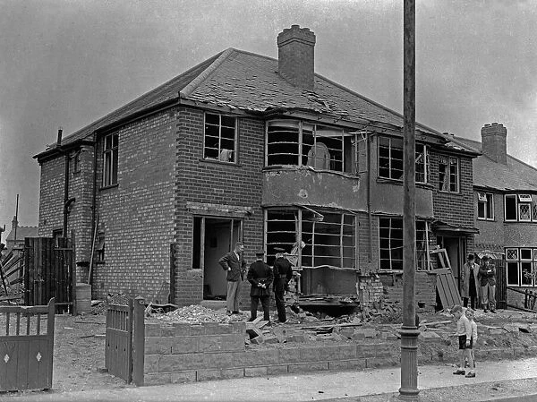 Damage to a house in Pype Hayes, Erdington, Birmingham. This was the first air raid