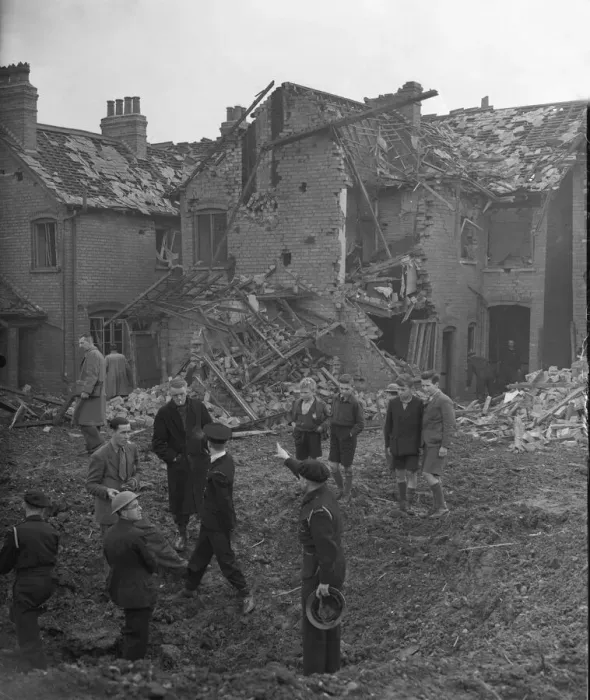 Framed Print : Damage to housing in Bordesley Green, Birmingham following an air raid on the city Framed Print : Damage to housing in Bordesley Green, Birmingham following an air raid on the city