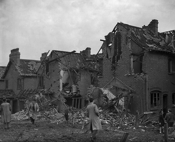 Damage to housing in Bordesley Green, Birmingham following an air raid on the city