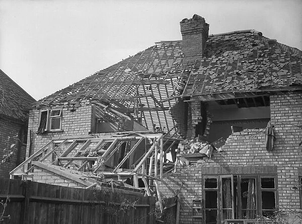 Damage to housing in School Road, Hall Green, Birmingham following an air raid