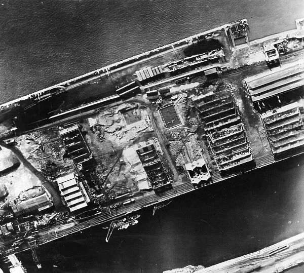 Damage inflicted on the docks at Ostend by the R. A. F. and the Royal Navy