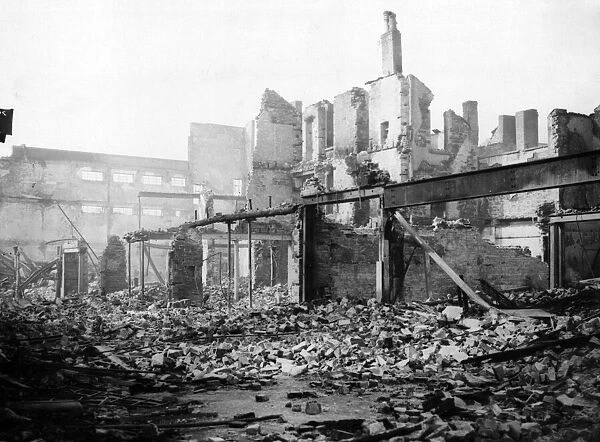 Damage inflicted in Swansea, Wales, by Nazi air raid attacks. February 1941