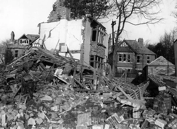 Damage to Prospect Drive, Fairwater, Cardiff, following an attack by Nazi raiders