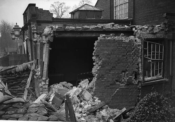 Damage to tthe Kings Heath Baths, Birmingham following a raid on the city