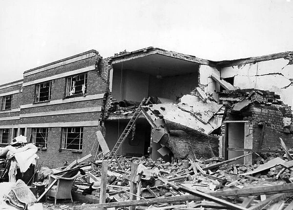 Damage done to workers houses after a raid on a South Wales town. October 1941