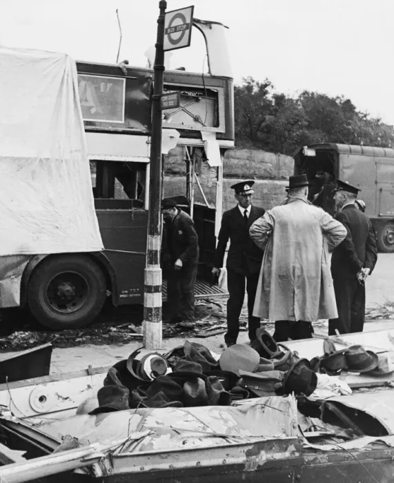 Framed Print : Damage to York Road caused by a flying bomb during the Second World War Framed Print : Damage to York Road caused by a flying bomb during the Second World War