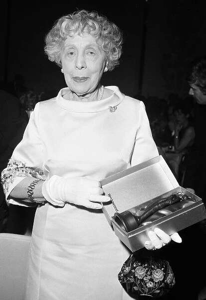 Dame Edith Evans after receiving her award for The Whisperers at the 1968 BAFTA film