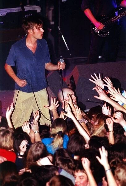 Damon Albarn of Blur performs at the Newcastle Mayfair Club. 22  /  01  /  97