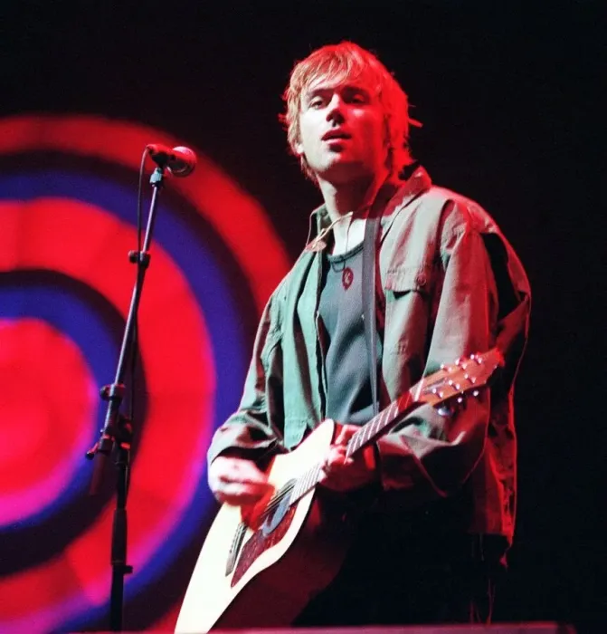 Framed Print : Damon Albarn T in the Park concert July 1999 open air concert Balado Airfield