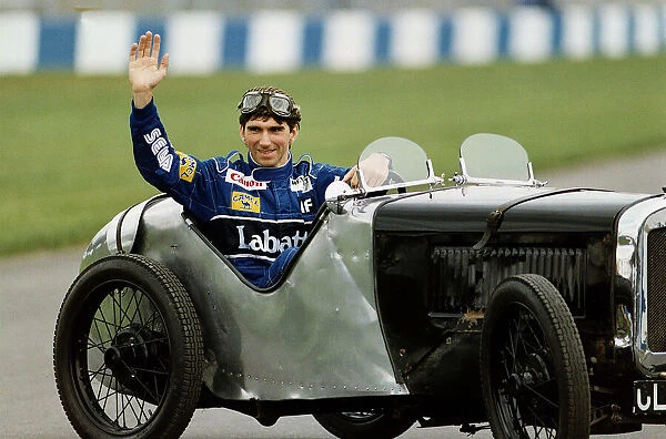 Damon Hill at the wheel of a 1930 Austin Seven Racing Car at Donnington Race Track
