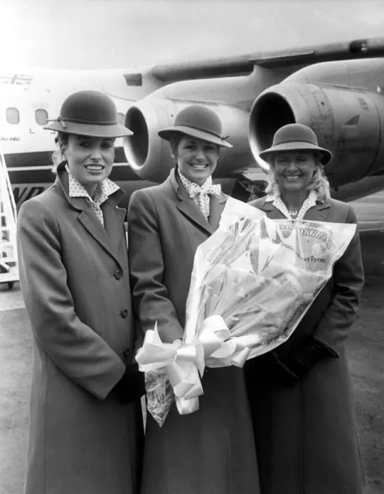 Framed Print : Dan-Air stewardesses, left to right, Linda Clough, Jeanette Jenkins and Anne Liddle Framed Print : Dan-Air stewardesses, left to right, Linda Clough, Jeanette Jenkins and Anne Liddle