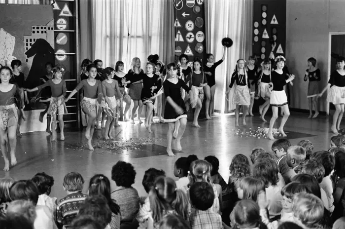 Framed Print : Dance performance by children at Ranikhet Primary School, June 1980 Framed Print : Dance performance by children at Ranikhet Primary School, June 1980