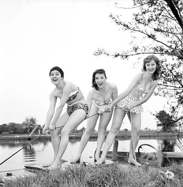 Dancers Pauline Barry, Carol Booth and Angie Curtis seen here modelling the latest
