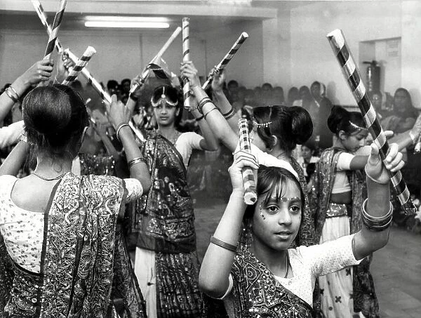 Dancers perform a traditional stick dance at the Hindu Temple, Merches Place, Grangetown