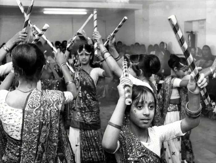 Framed Print : Dancers perform a traditional stick dance at the Hindu Temple, Merches Place, Grangetown Framed Print : Dancers perform a traditional stick dance at the Hindu Temple, Merches Place, Grangetown