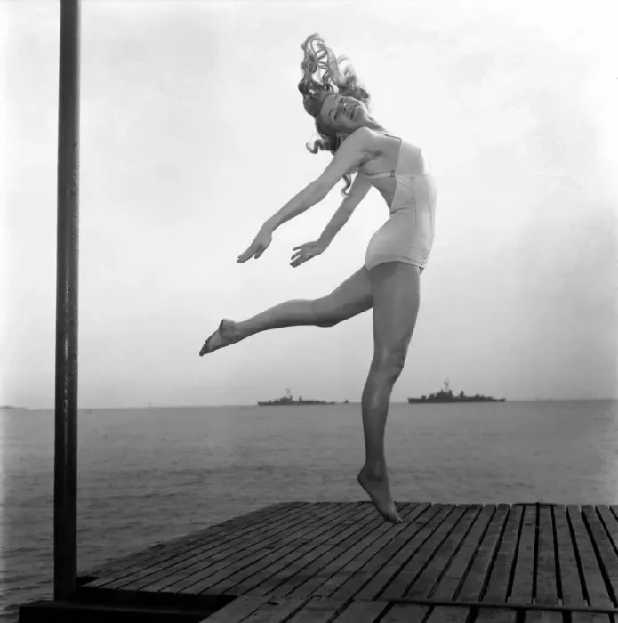 Framed Print : Dancing. Annie Mercur, The Queen of Paris seen here dancing on the Sards at Cannes Framed Print : Dancing. Annie Mercur, The Queen of Paris seen here dancing on the Sards at Cannes