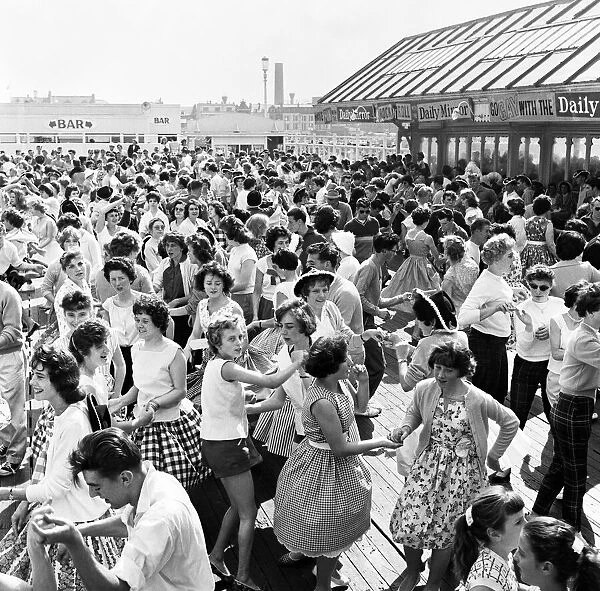 Dancing during a rock and roll session on the central pier in Blackpool, Lancashire