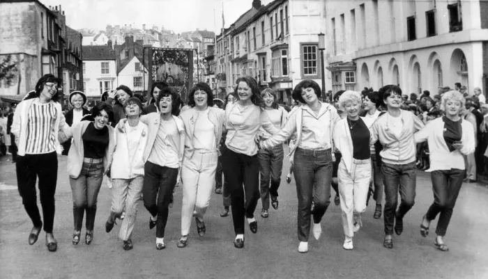 Framed Print : Dancing in the street at Durham Miners Gala in 1966 Framed Print : Dancing in the street at Durham Miners Gala in 1966