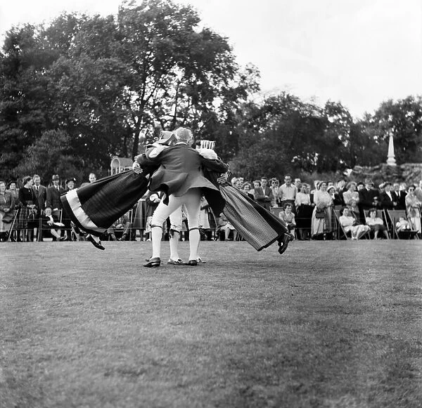 Danish Folk dancing in Battersea Festival Gardens. July 1952 C3598