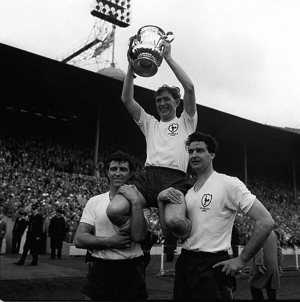 Danny Blanchflower & FA cup after Spurs beat Burnley 1962 during the FA cup final at