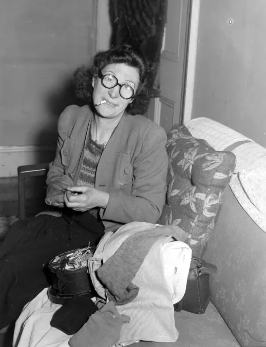 Framed Print : Darning socks 1949 circa 1949
