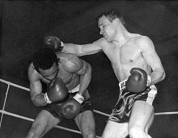 Dave Charnley, right, during his fight with the Frenchman Fernand Nollet