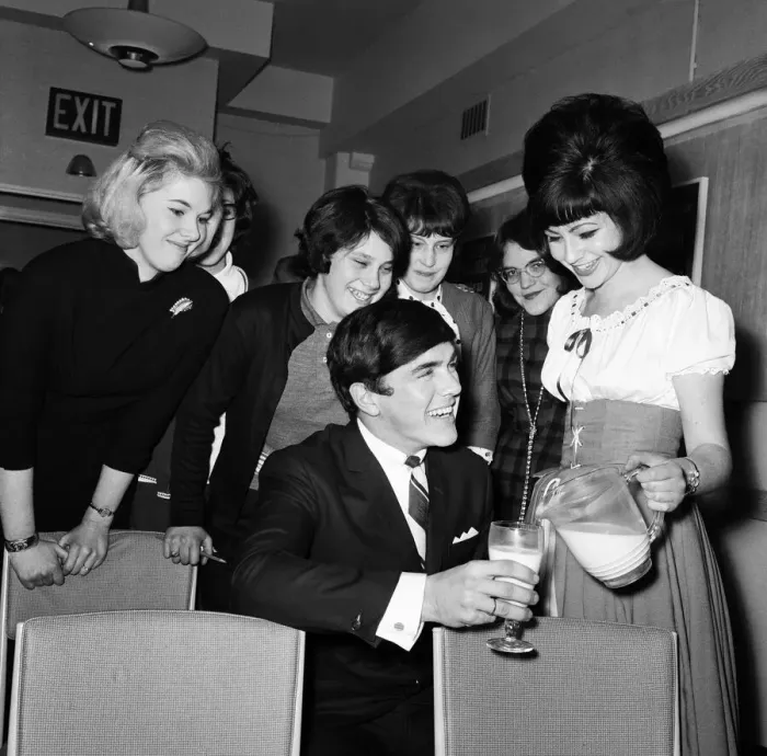 Framed Print : Dave Clark of the Dave Clark Five January 1964 celebrating with a glass of milk Framed Print : Dave Clark of the Dave Clark Five January 1964 celebrating with a glass of milk