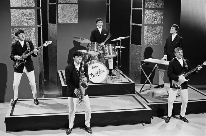 Framed Print : The Dave Clark Five performing in a studio. Circa 1964 Framed Print : The Dave Clark Five performing in a studio. Circa 1964