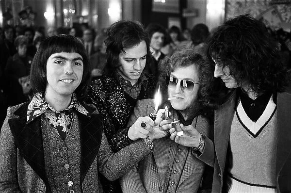 Dave Hill, Jim Lea, Noddy Holder and Don Powell of Slade attend the launch of '