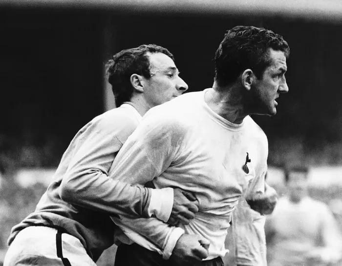 Framed Print : Dave Mackay of Spurs after a clash with Mike Summerbee of Manchester City May 1968 Framed Print : Dave Mackay of Spurs after a clash with Mike Summerbee of Manchester City May 1968