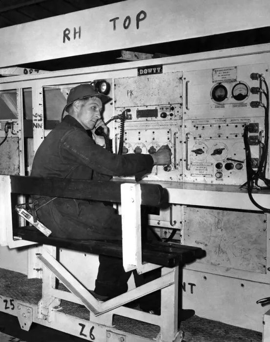 Framed Print : David Baird, 29, sits at his Rolf Operator at Ormonde Colliery Framed Print : David Baird, 29, sits at his Rolf Operator at Ormonde Colliery