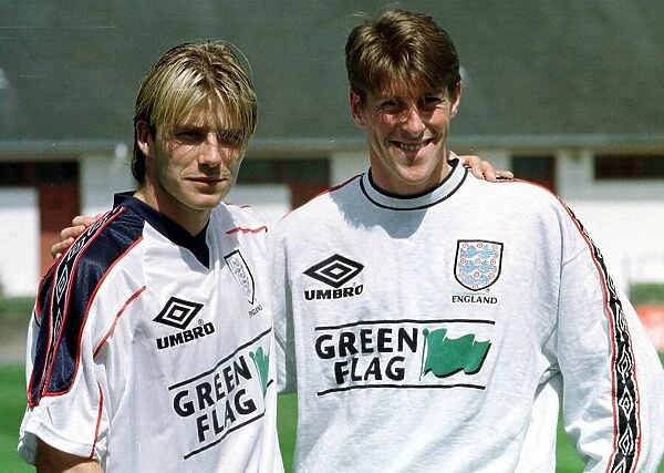 David Beckham and Darrent Anderton June 1998 during training session for